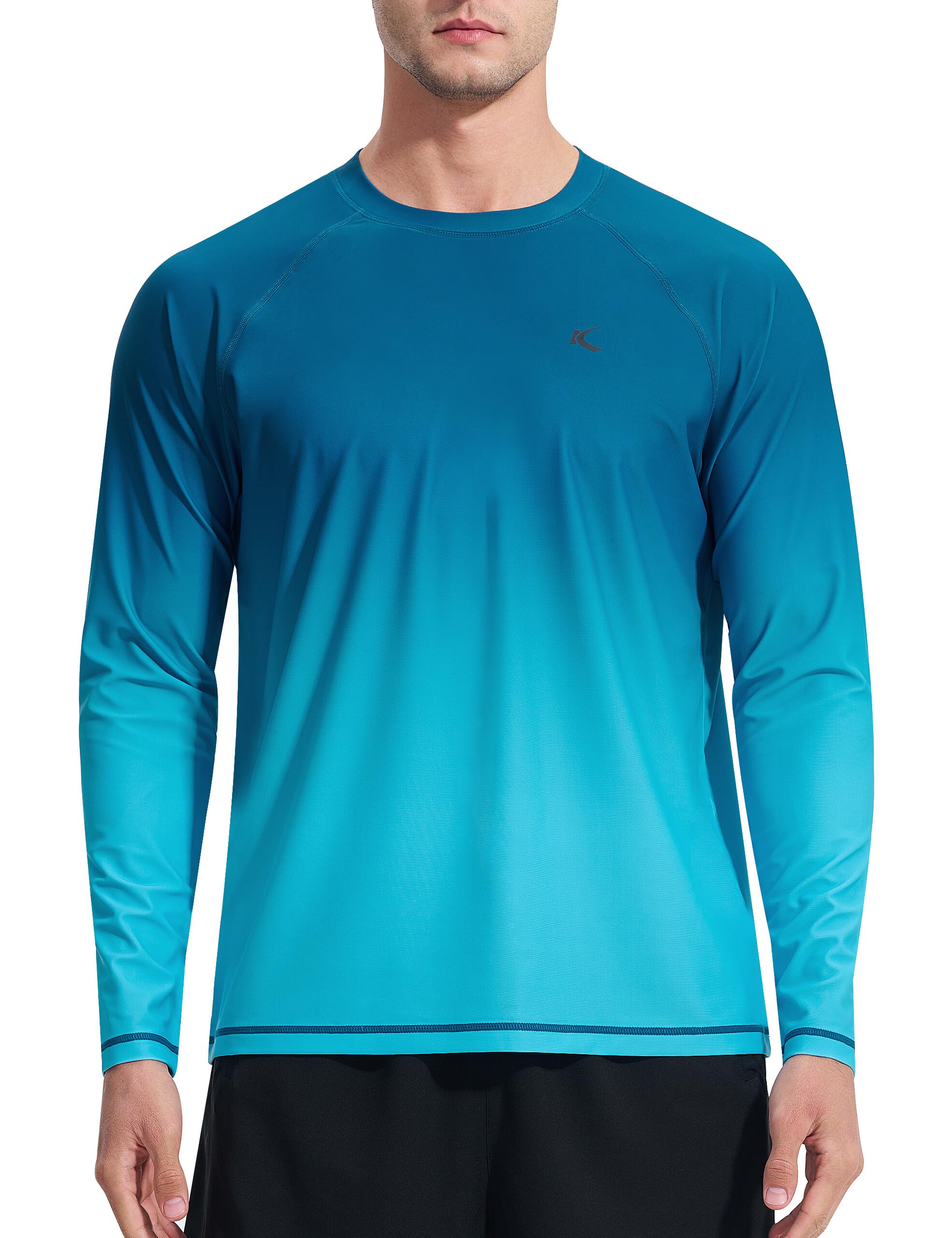 Mens Rash Guard UPF 50+ Swim Shirts UV Sun Protection T-Shirt Quick Dry Long Sleeve Beach Shirts for Fishing