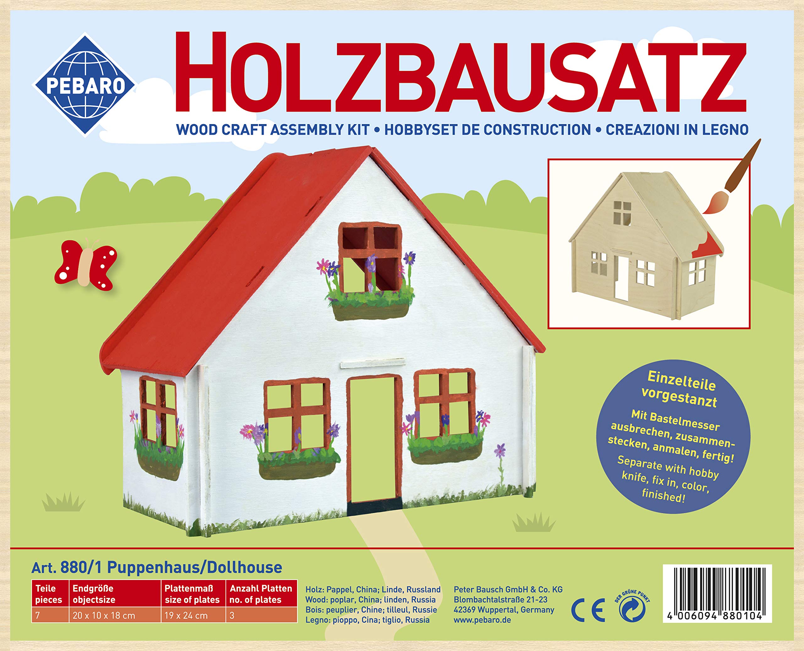Pebaro 880/1 drewniany zestaw 3D puzzle domek dla lalek mały