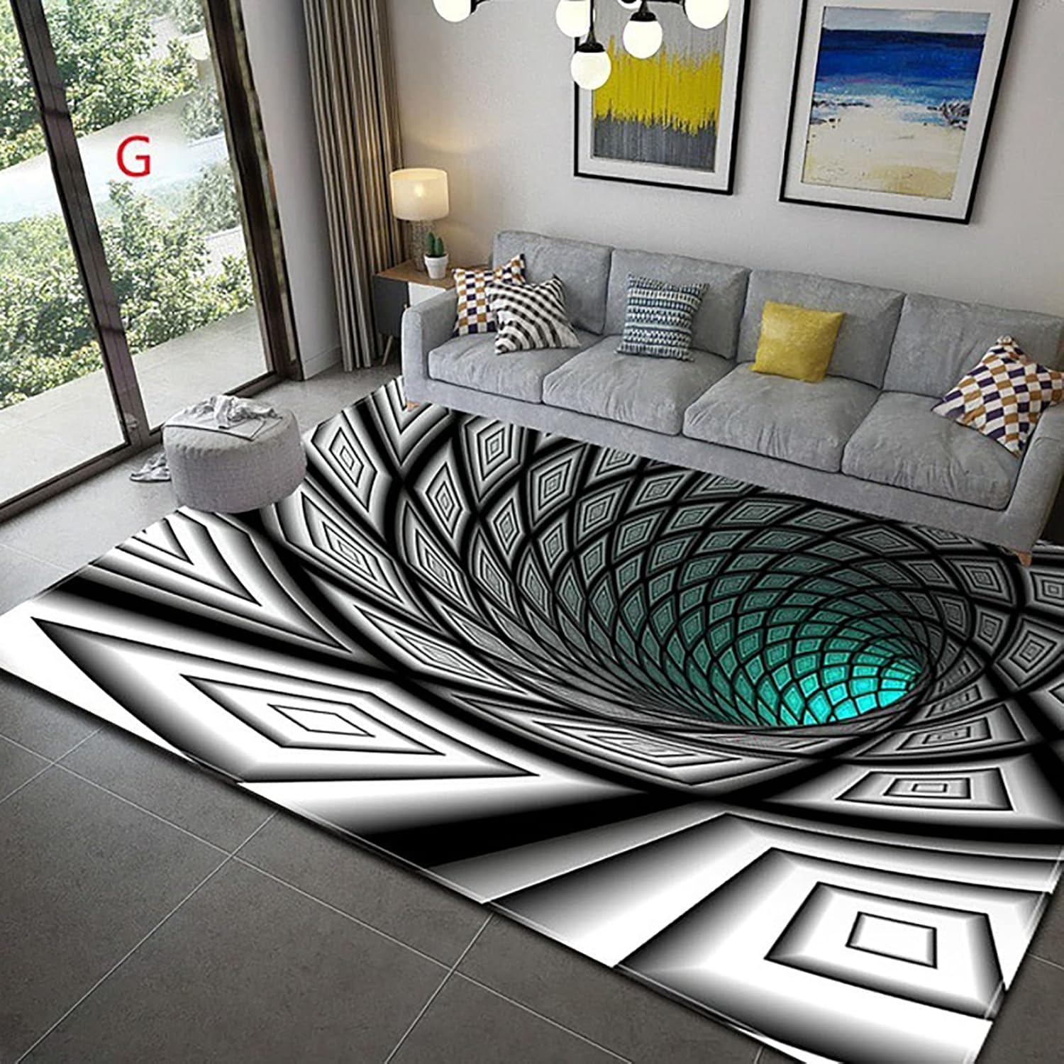 micidad 3D Optical Illusion Rug NonSlip Vision Vertigo