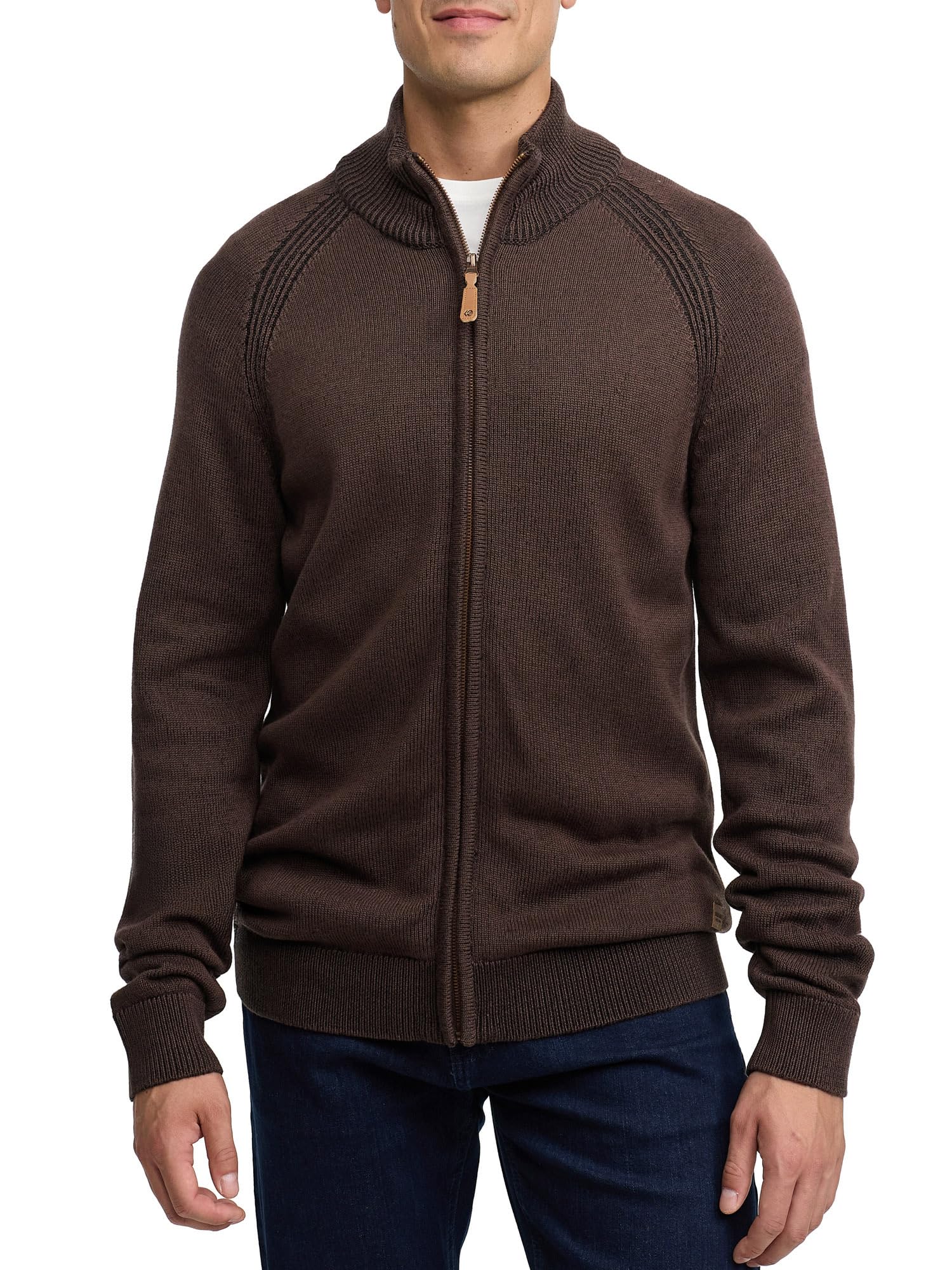 Indicode Herren INMassum Cardigan Strickjacke mit Stehkragen und Reißverschluss | Übergangsjacke aus Baumwollmix für Männer