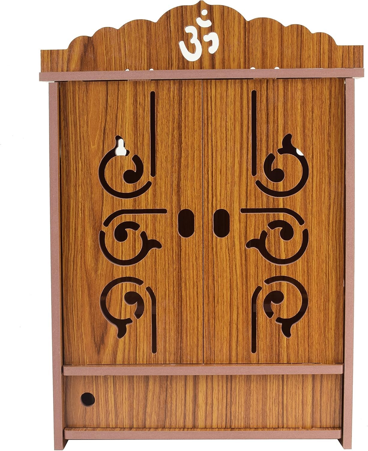 Webelkart Tempio in legno realizzato a mano con porte e scatola portaoggetti | Pooja Mandir da appendere alla parete per casa e ufficio | Spazioso design Puja Ghar – 71,1 cm di altezza