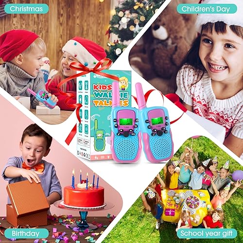 Miniatura 7 de Jeebuu Walkie Talkies para niños, 22 canales de 3 kilómetros de alcance de 2 vías, Walkie Talkies al aire libre, juguetes STEM para niñas de 3 a 12
