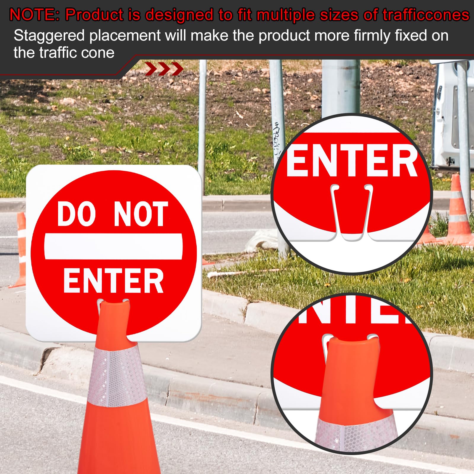 Geetery Do Not Enter Cone Traffic Sign, 12 x 12 Inches,6 Pack — Amazon image 3