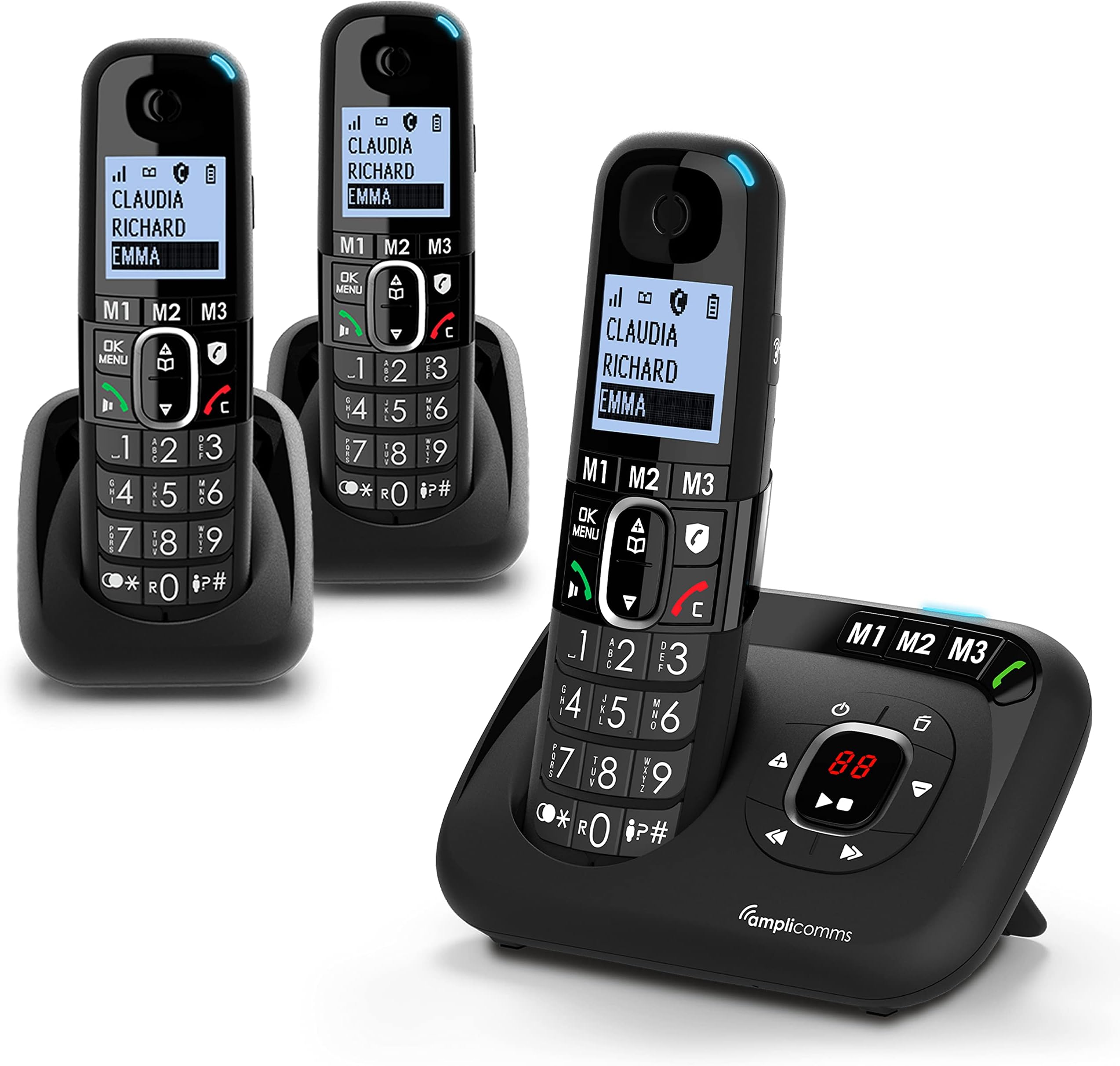 Panasonic KX-TG6824GB Téléphone Sans Fil Avec Répondeur DECT - Noir Argent - Version Allemande