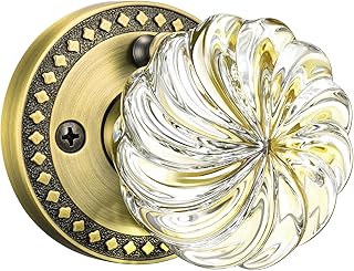 Glass Door Knobs with Lock, Antique Brass Crystal Door Knobs Interior fo...