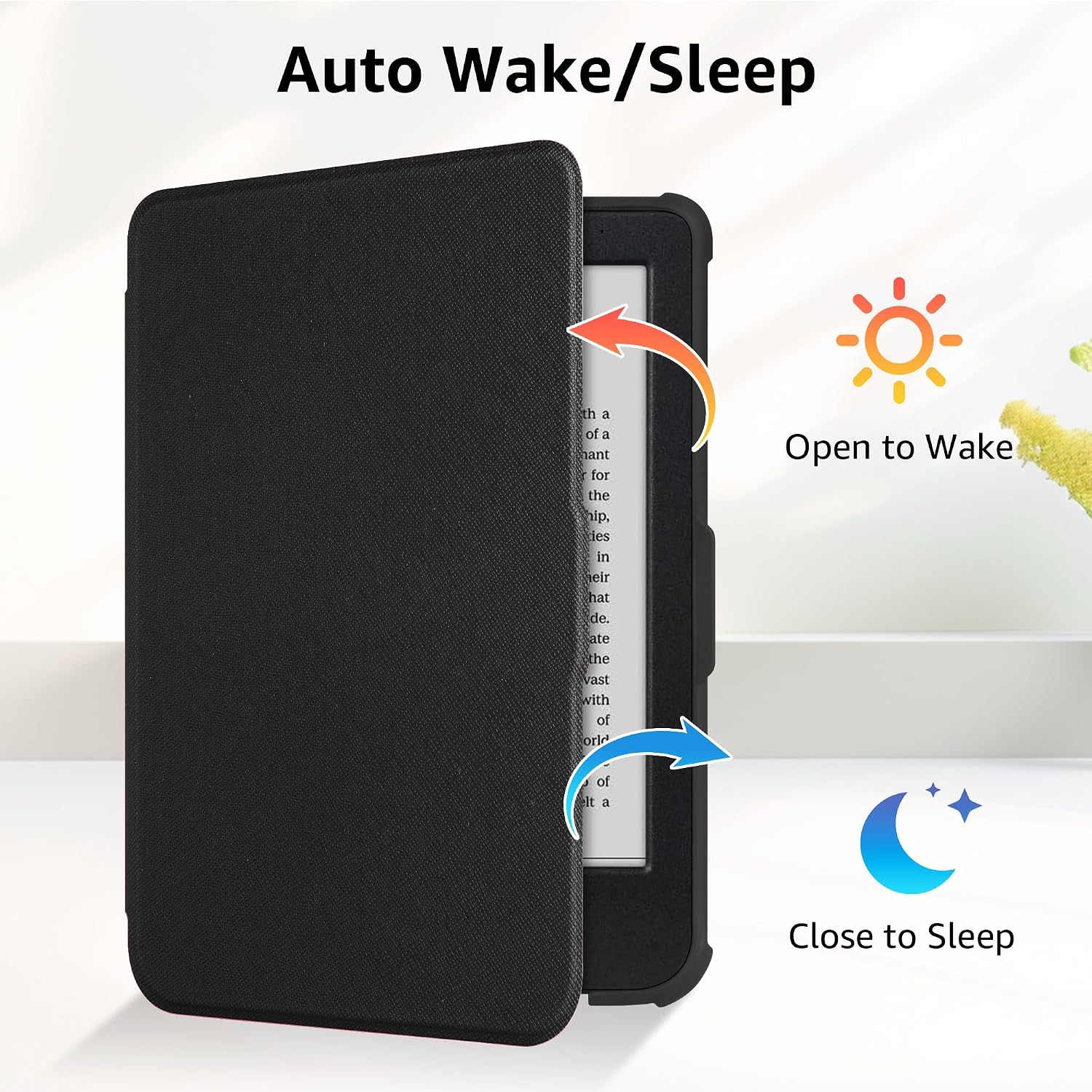Case for 6" Kobo Clara Colour(2024)/Clara BW(2024)/Clara 2E(2022) - Slim Lightweight PU Leather Protective Smart Shell Cover with Auto Wake Sleep, Black