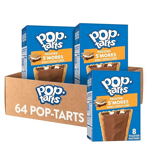 Pop-Tarts Toaster Pastries, Breakfast Foods, Kids Snacks, Value Pack, Frosted S'mores (64 Pop-Tarts) - Frosted S'mores - 1.69 Ounce (Pack of 64)