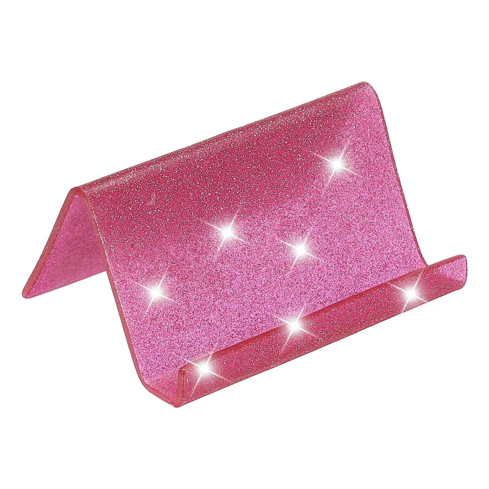 PATIKIL Business Card Holder for Desk, Acrylic Business Card Holders Shine Card Stand Organizer Cards Display for Office Exhibition, Rose Red