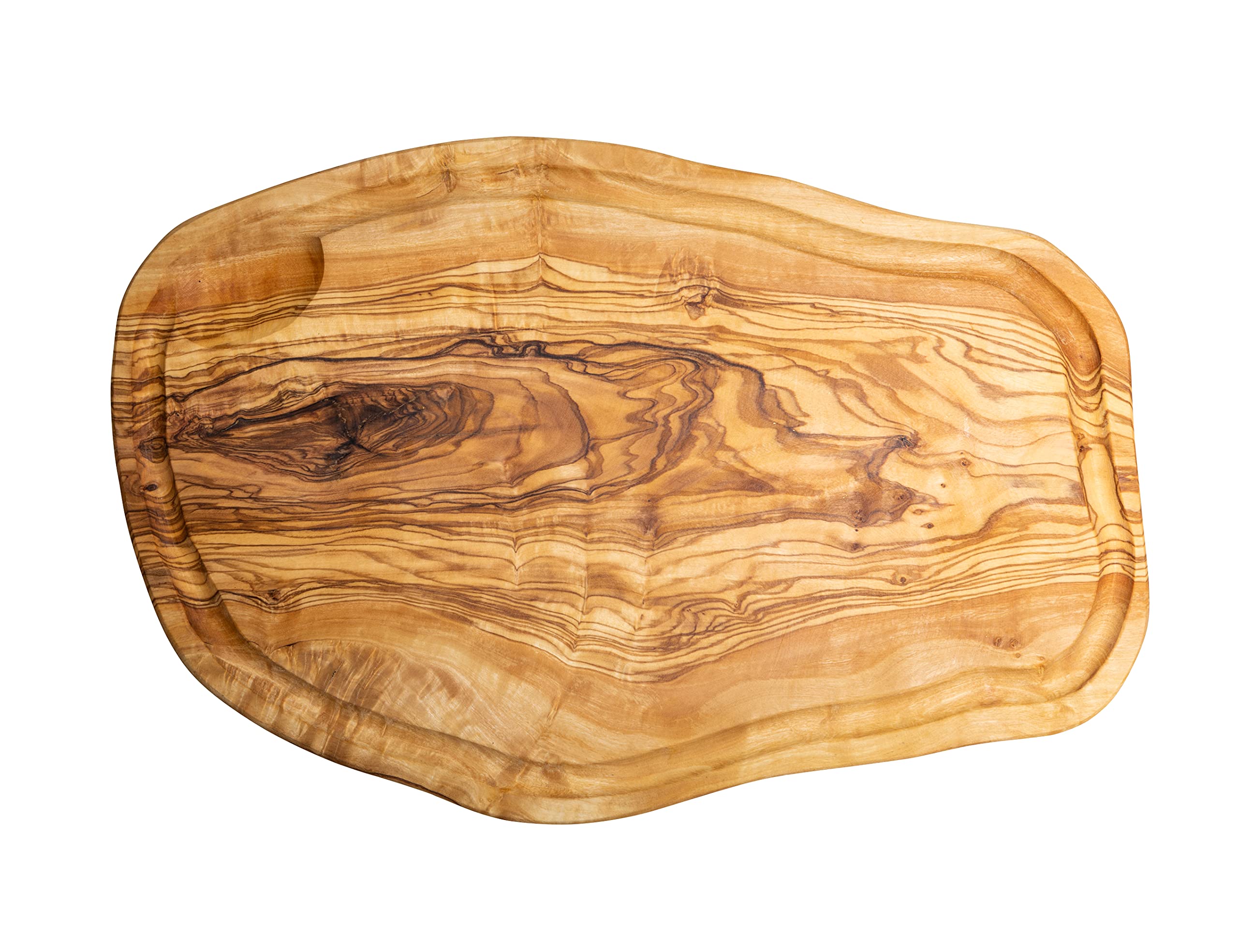 Tagliere con scanalatura in legno d'ulivo, 38-40 cm, tagliere in legno d'ulivo, tagliere da bistecca, tagliere per carne igienico, antibatterico