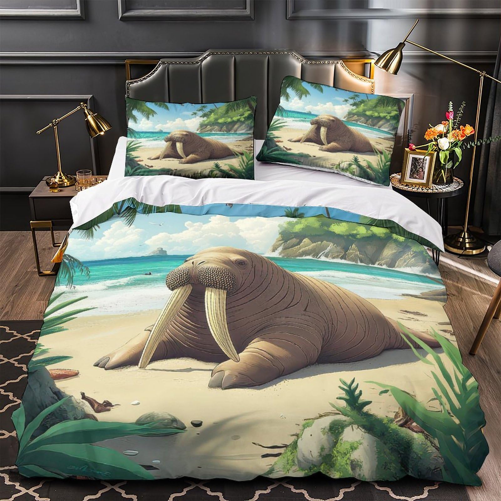 Linge de lit morse avec housse de couette 140x200cm pour lit simple
