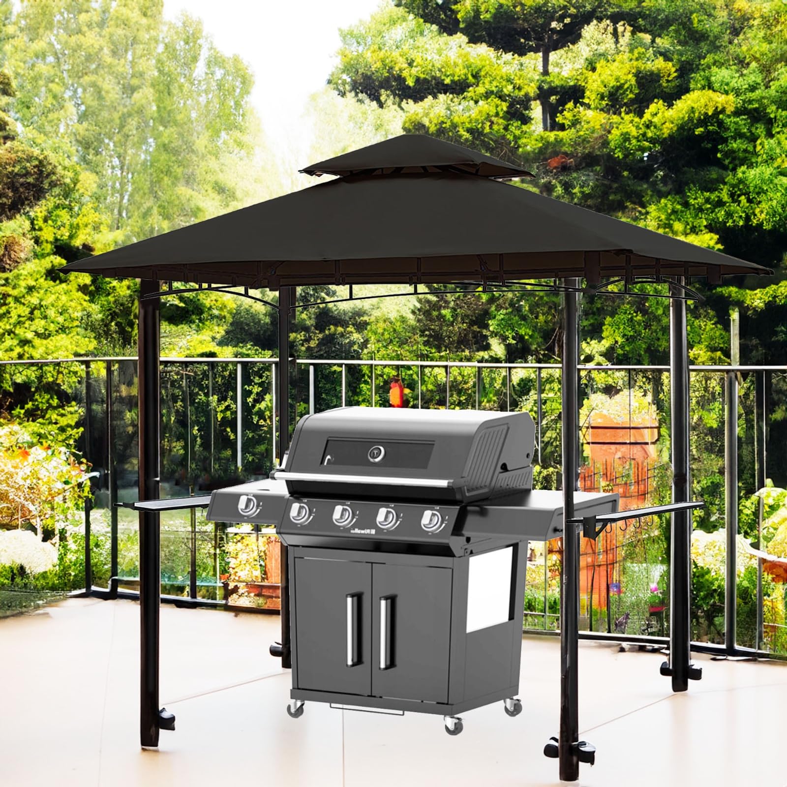Toit de Rechange pour tonnelle de Barbecue 2,4 [m] x 1,5 [m] m de Sable Antique, imperméable, matériau : Panama PCV Soft 370 g/m², Extra résistant, modèle 11 (Anthracite)