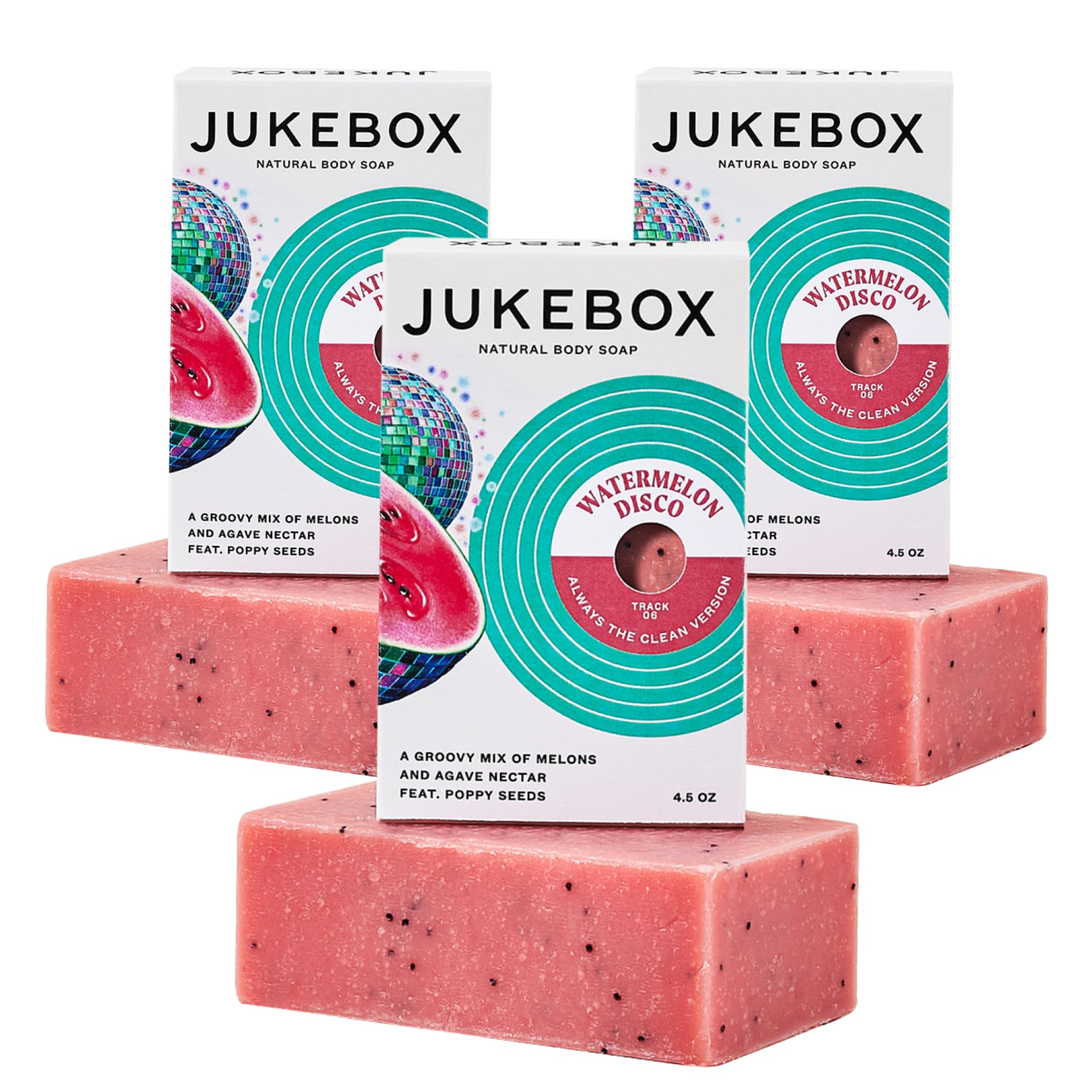 JUKEBOX Soap, Watermelon Disco, Natural Bar Soap for Women, Cold Process, Heavy Scrub, Bath Soap,No Harmful Ingredients, All Skin Types, Watermelon,