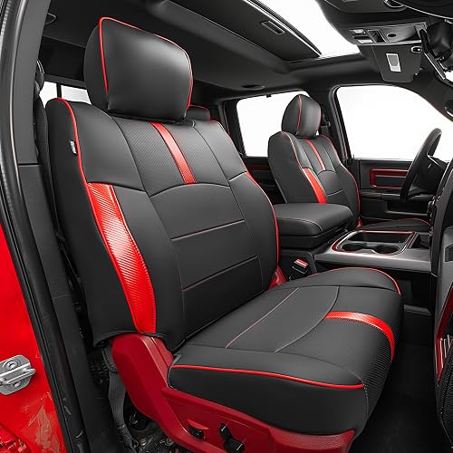 Car Seat Covers Custom Fit for Dodge 2009-2018 Ram 1500 Crew Cab,Black/Red