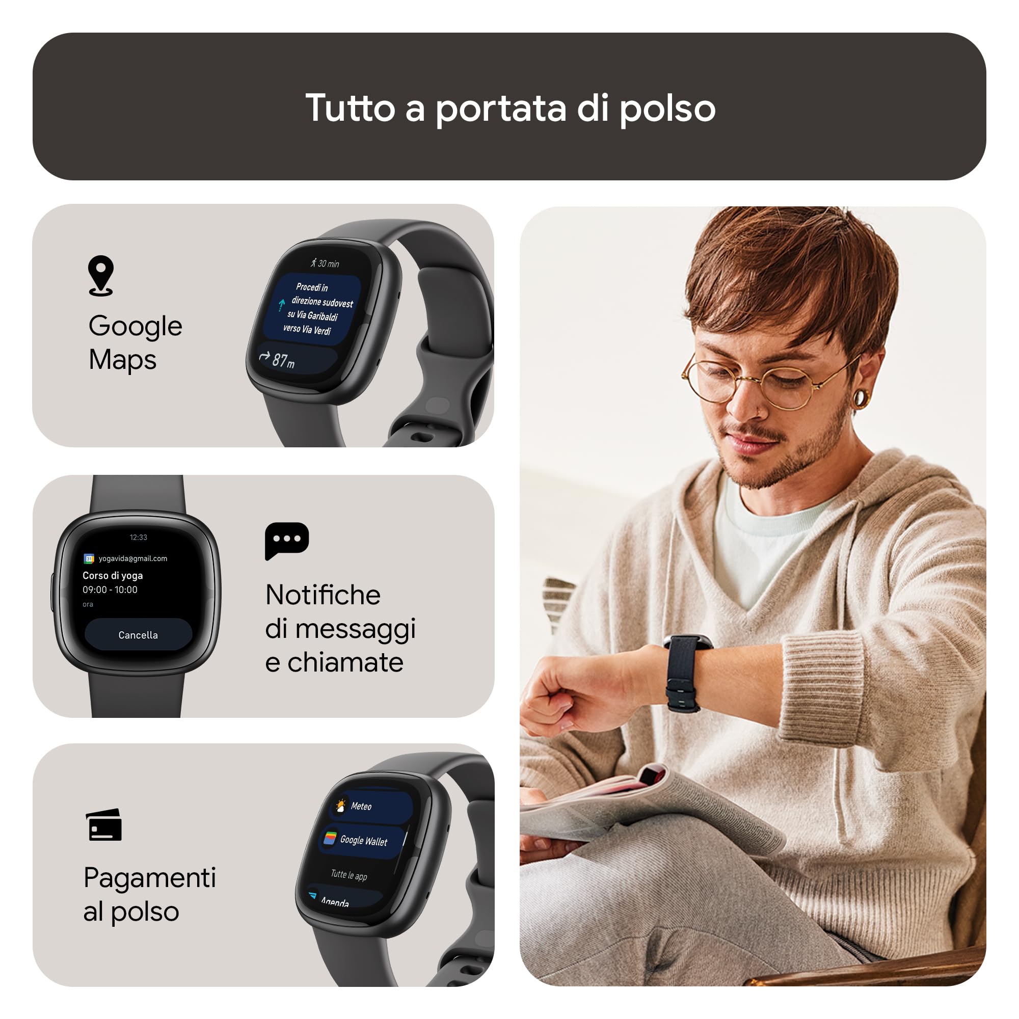 Google Fitbit Sense 2 Smartwatch per fitness e benessere con GPS integrato, fino a 6 giorni di autonomia e compatibile con Compatible with iOS 15 & Android OS 9.0
