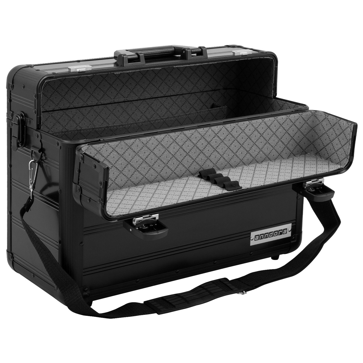 anndora Pilotenkoffer Businesskoffer TSA Schlösser Aluminium Oberfläche Schwarz