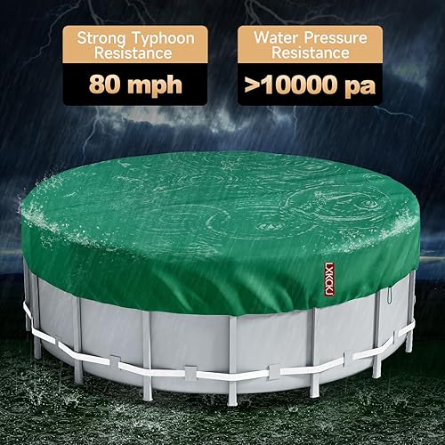 Miniatura 6 de LXKCKJ Cubierta redonda de piscina de 15 pies, cubiertas solares para piscinas sobre el suelo, protector de piscina interior con diseño de cordón
