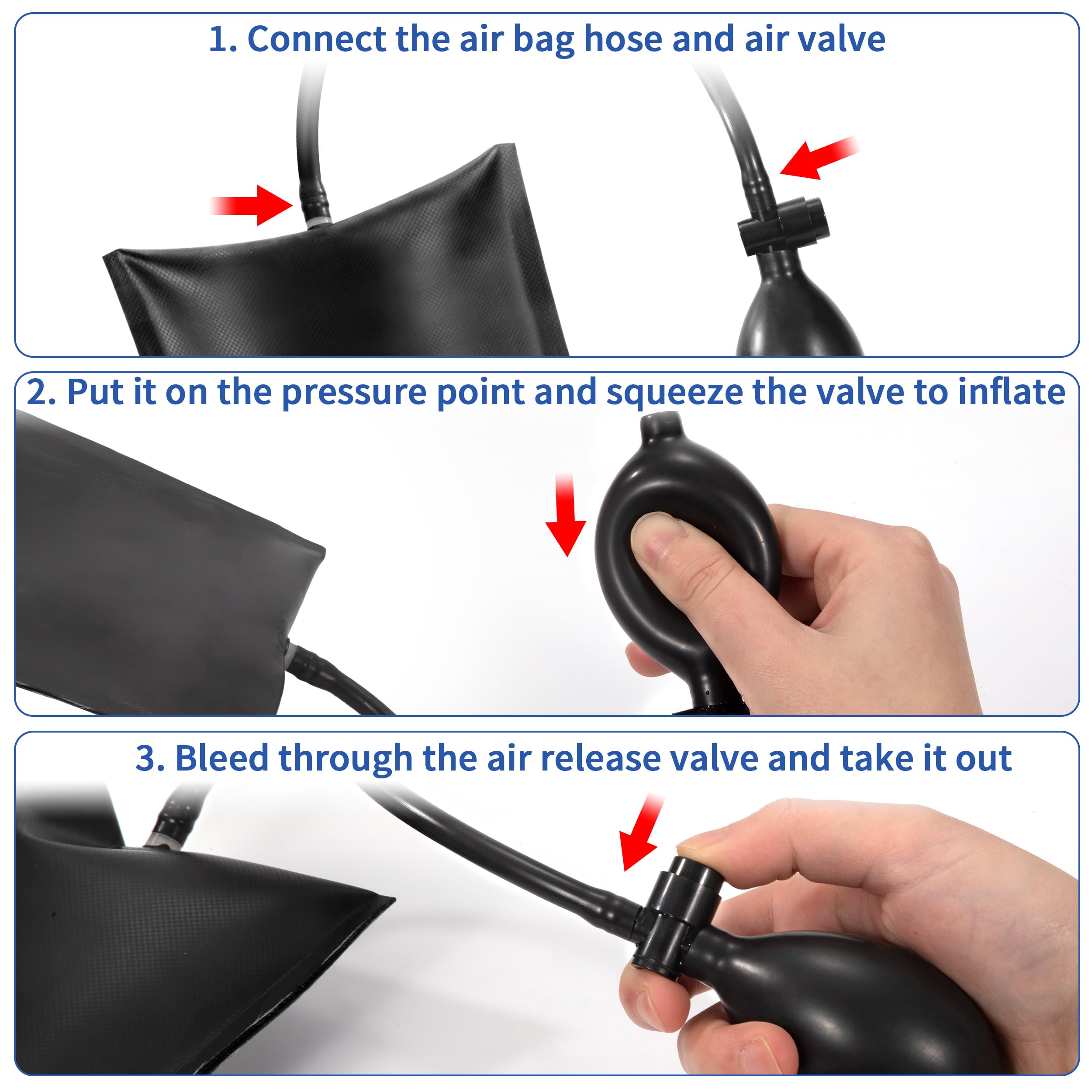 4 Cunei Gonfiabili Per Sollevamento | Pompa Ad Aria Per Finestre E Porte | Strumento Per Montaggio E Riparazioni - Foto 8