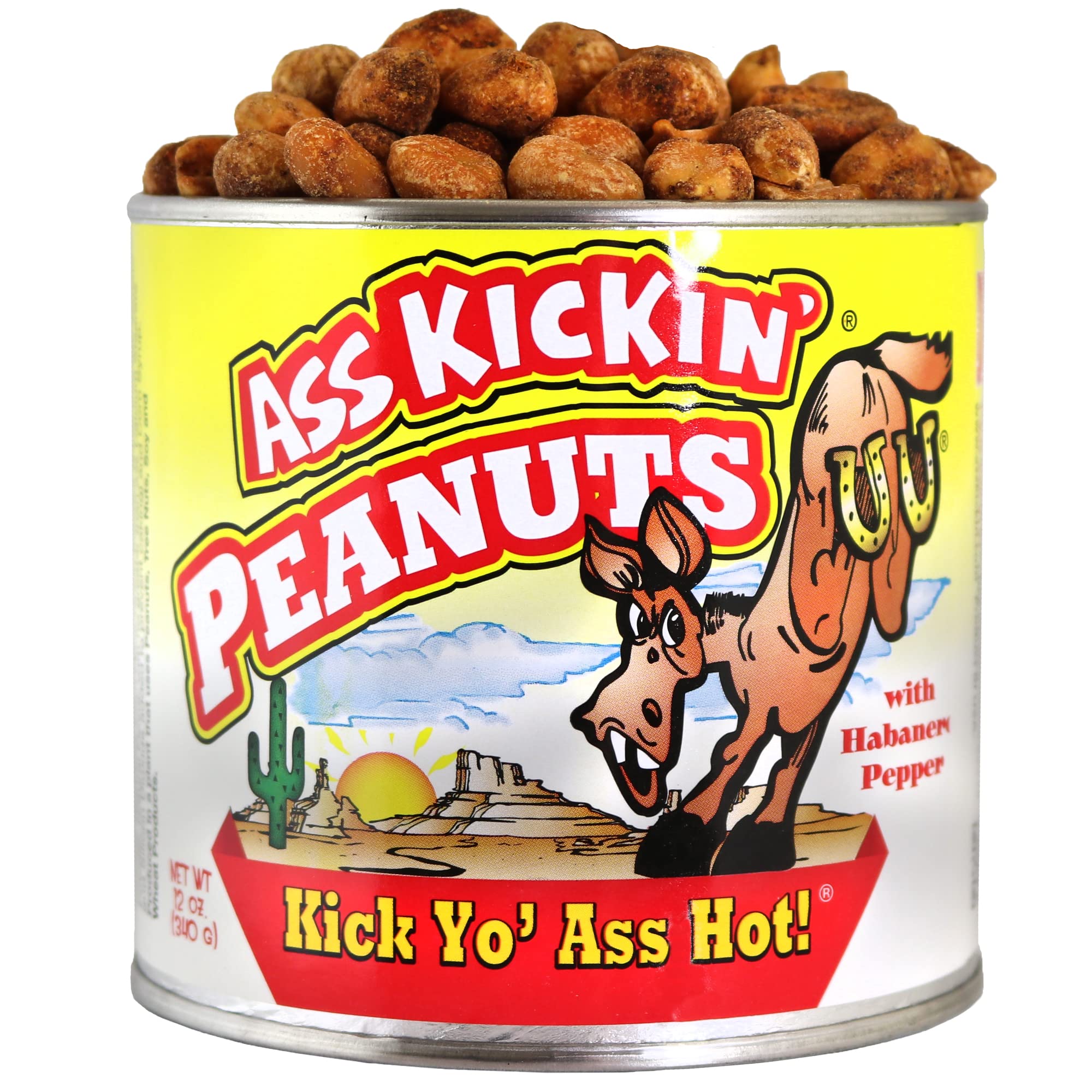 ASS KICKIN’ Habanero Pepper Spicy Hot Peanuts – 12oz - Perfect Premium Hot and Spicy Peanuts - Ultimate Spicy Snack Gourmet Gift Hottest Peanuts - Try if you dare!