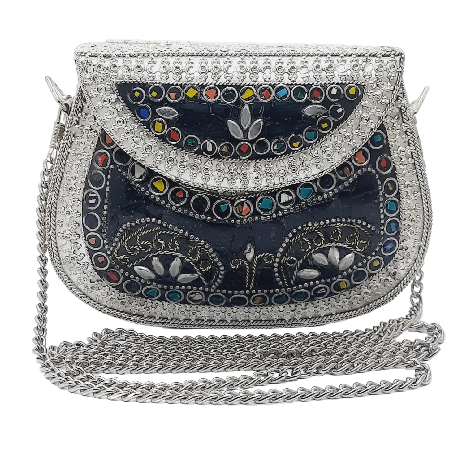Trend Overseas Small Size Metal Bag Coin Purse Ethnic Bridal kids Bag party clutch (Black) (B0D5HBV719) Amazon Price History, Amazon Price Tracker