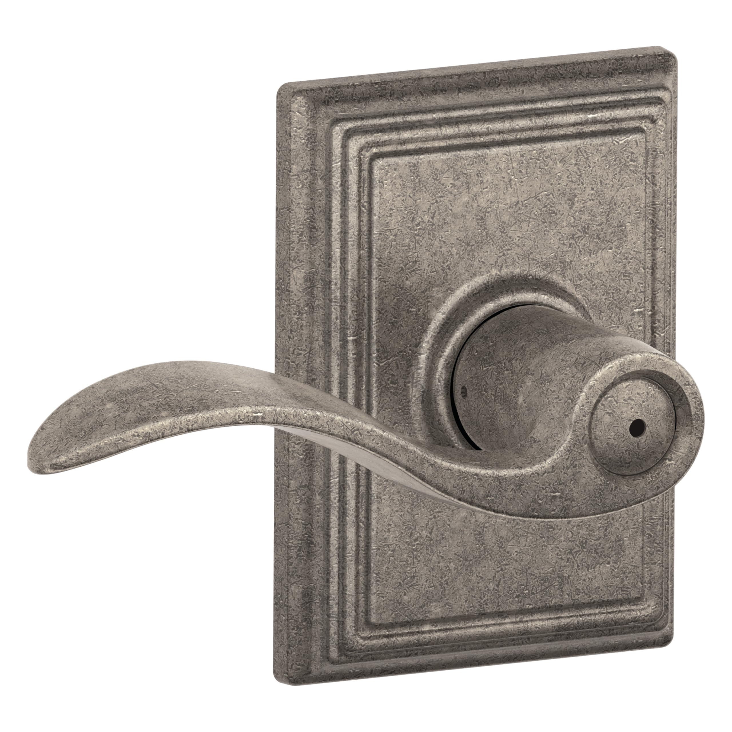 SCHLAGE Accent Bed/Bath Privacy Door Handle with Lock, Distressed Nickel
