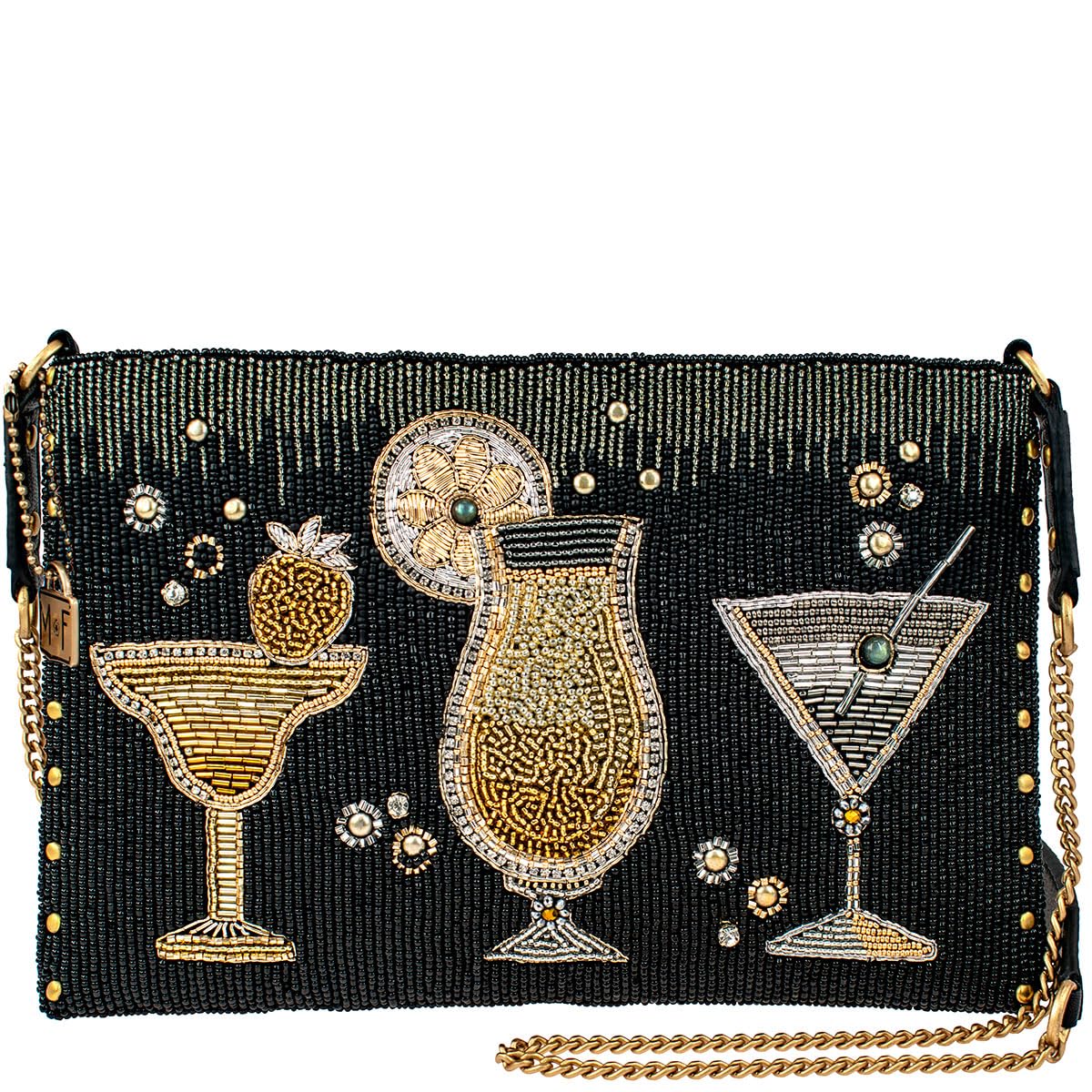 Mary Frances Another Round Crossbody Clutch Cocktails Handbag, Black