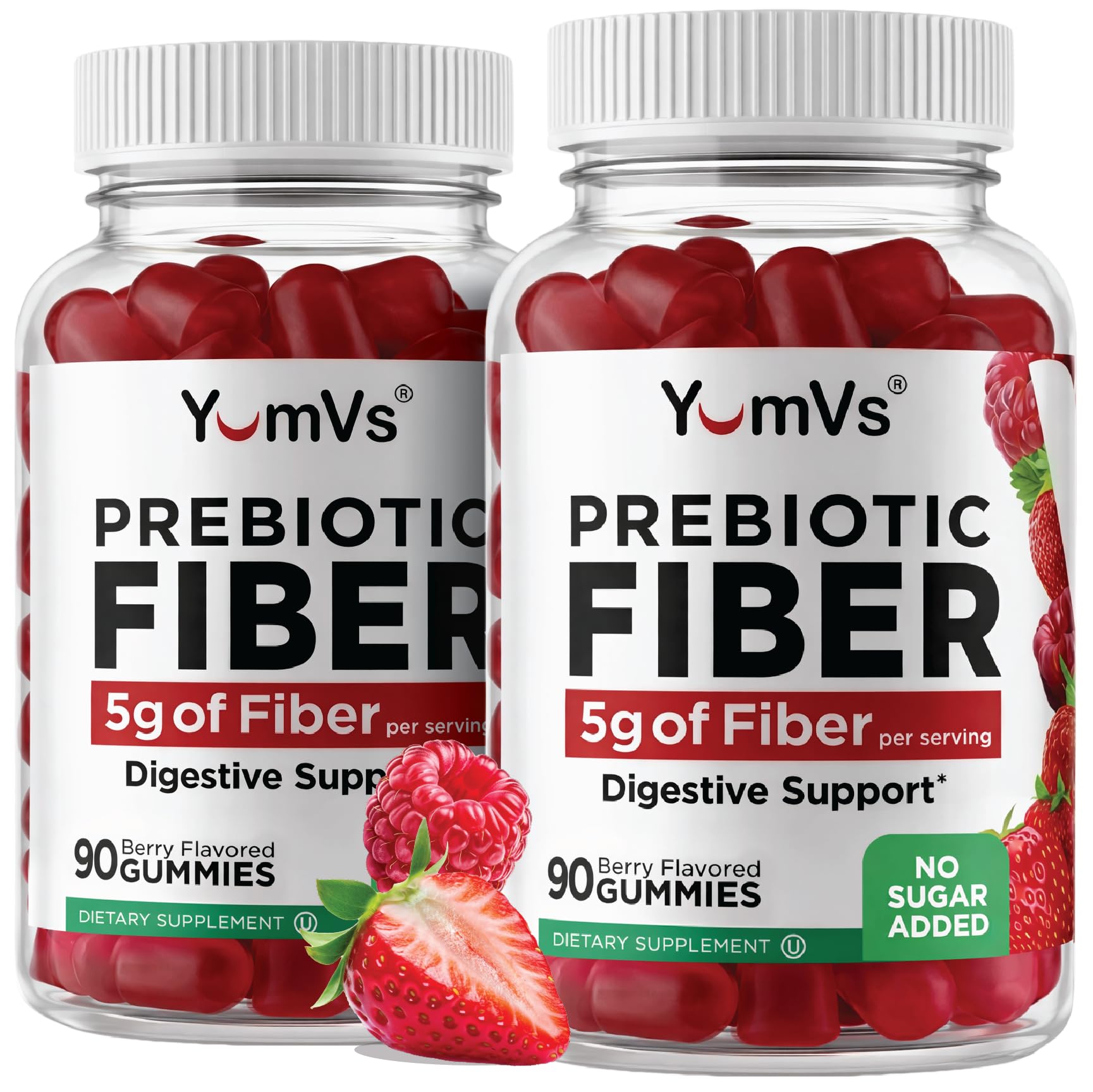 YUM-V'S Prebiotic Fiber Gummies 5 g (90 Count, 2-Pack) 90 Count (Pack of 2)