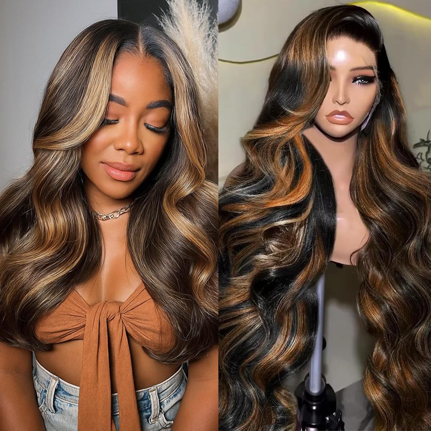 Amazon.com : CITY GIRL 1B/30 Highlight Ombre Lace Front Wigs 