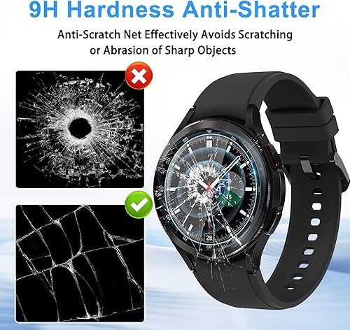 Miniatura 2 de Suoman Paquete de 2+2 para Samsung Galaxy Watch 4 Classic 46mm Protector de pantalla, combinación de privacidad y alta definición, antiarañazos