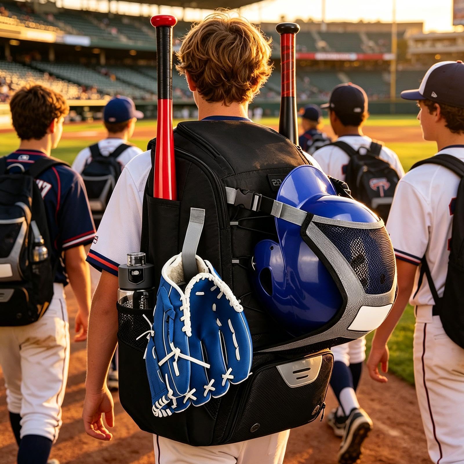 Bolsa de béisbol - Mochila grande con correas de hombro ajustables equipadas con ganchos para vallas, bolsa de softbol para niñas, para adolescentes, deportes, escuela, juego, viaje, ejercicio