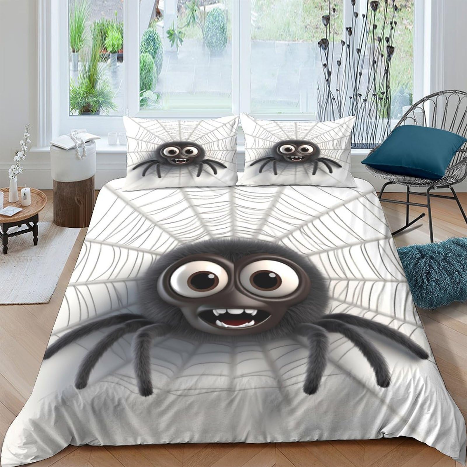 Ctjqhvkz Style-2 3D Printed Cartoon Spider Fitted Sheet Microfiber Soft Breathable Web Mattress Cover For Bedroom Decor Protection Single（135X200cm）