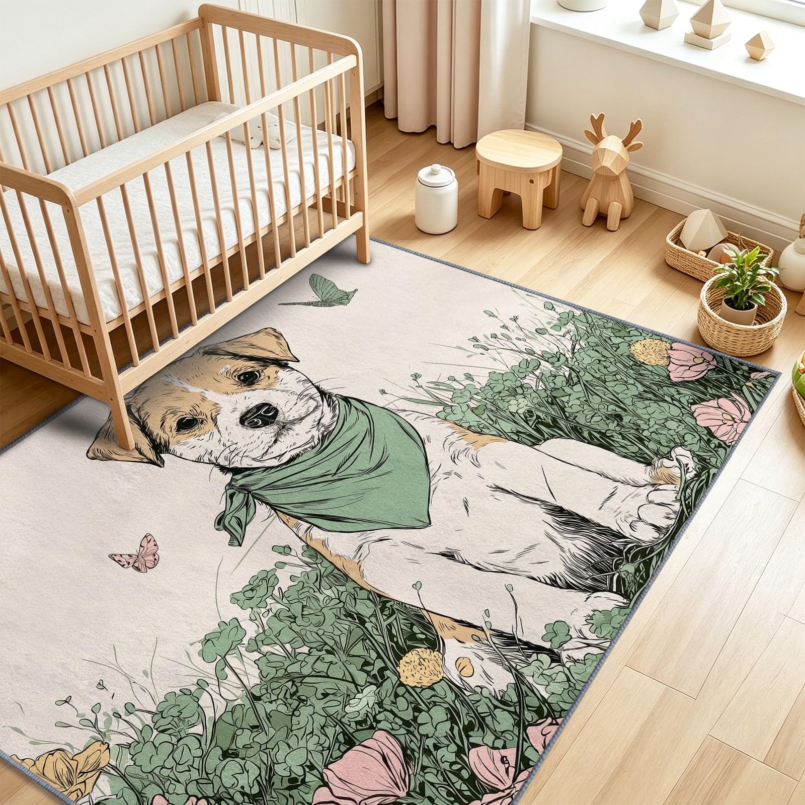 Tappeto lavabile, 160 x 230 cm, a pelo corto, motivo animali dei cartoni animati, antiscivolo, morbido, facile da pulire, per soggiorno, camera da letto, cucina