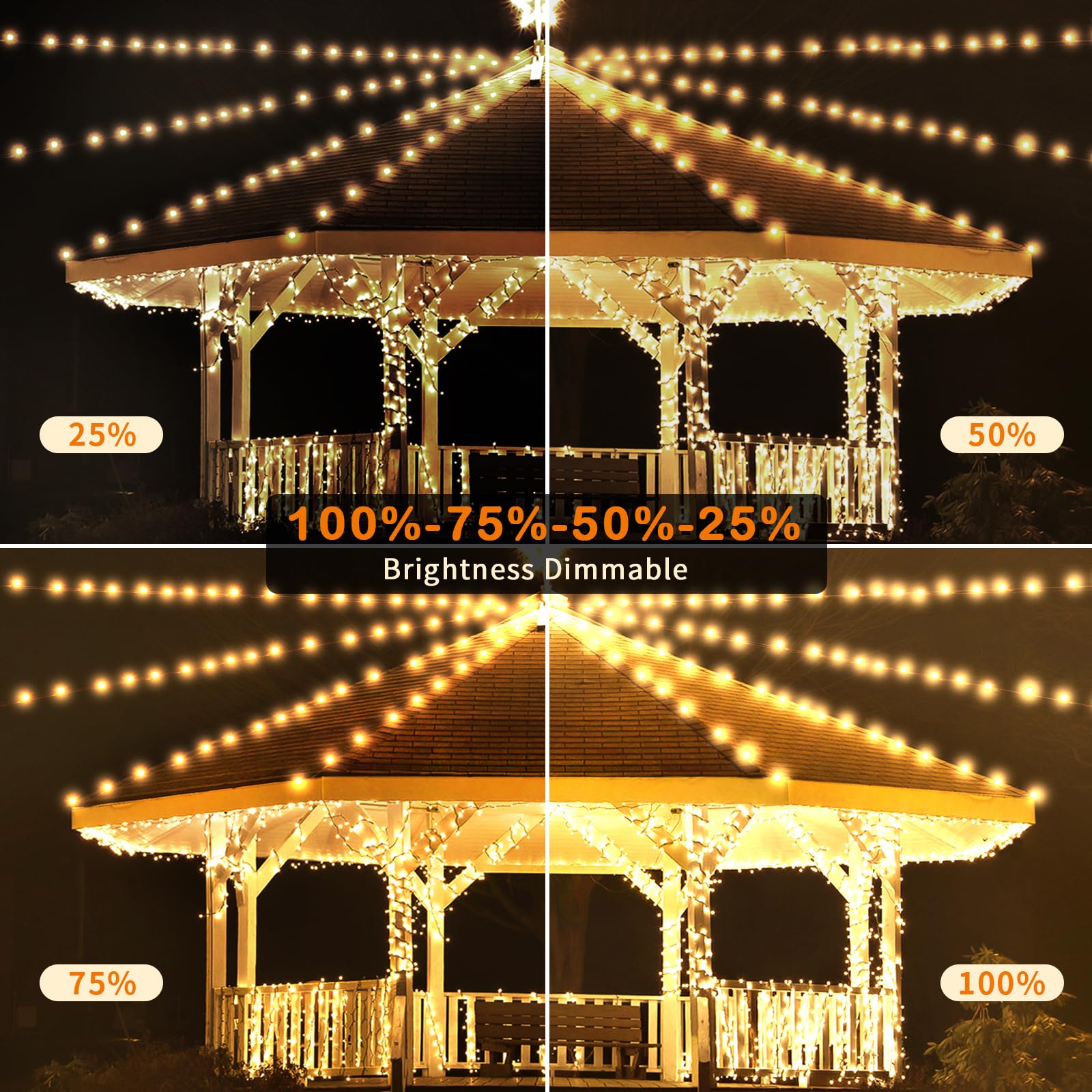 YAGOPAL Luci Natale Esterno,100M 800LED Luci di Natale Impermeabile 8 Modalità con Timer Halloween Christmas Catena Luminosa per Interno Esterno Casa Giardino Patio Festa Natale Albero