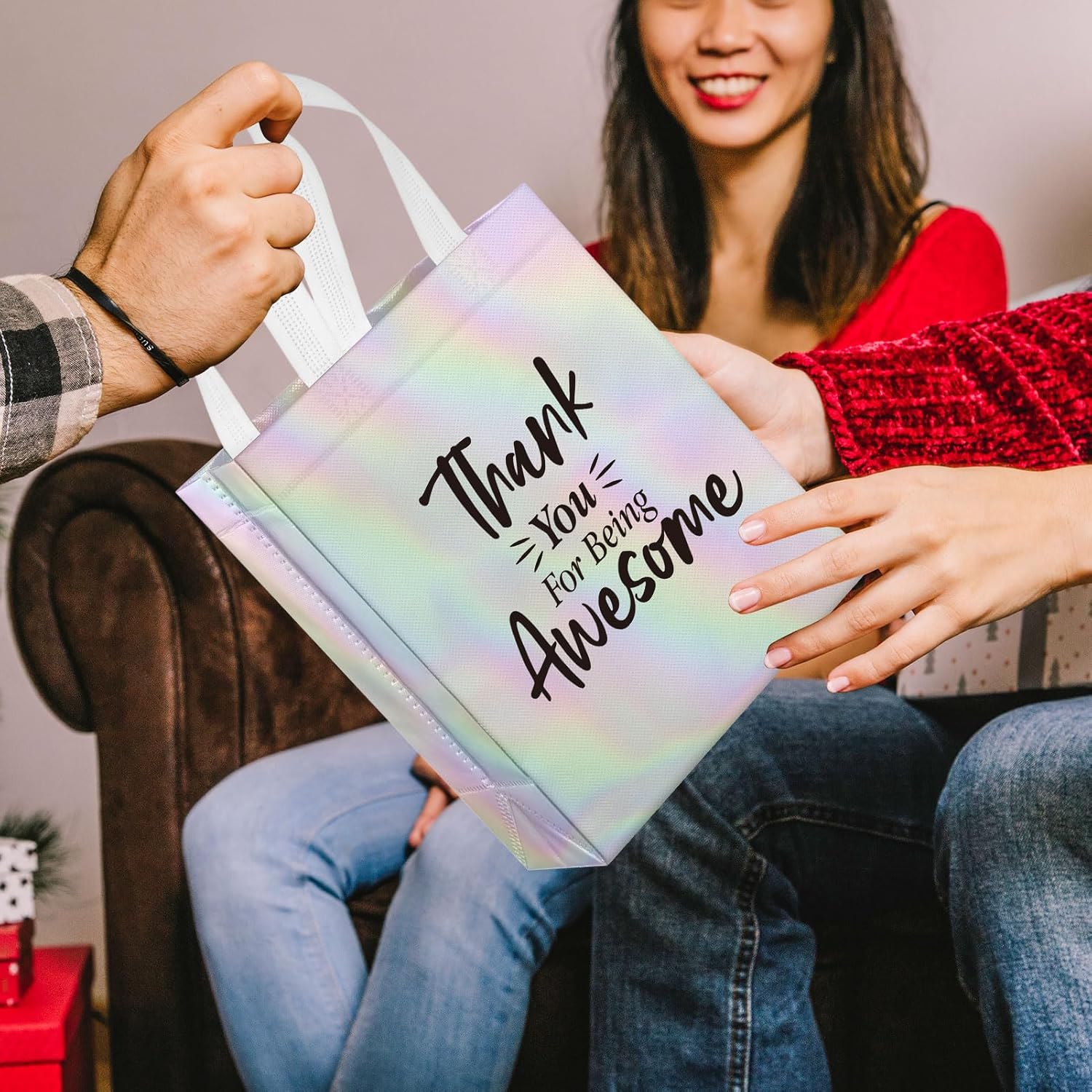 36 Pcs Thank You Reusable Gift Bags Employee Appreciation Gifts for Being Awesome Team Appreciation Gift for Teacher Student Coworker Secretary Assistant(Laser Silver, Awesome Style) - Image 2