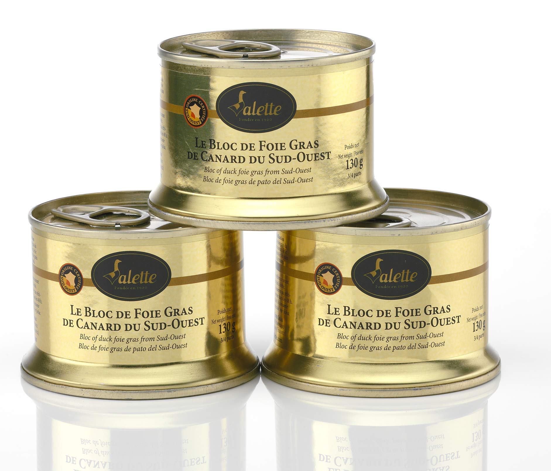 Lot de 3 blocs foie de canard 130g Origine protégée France IGP Sud-Ouest