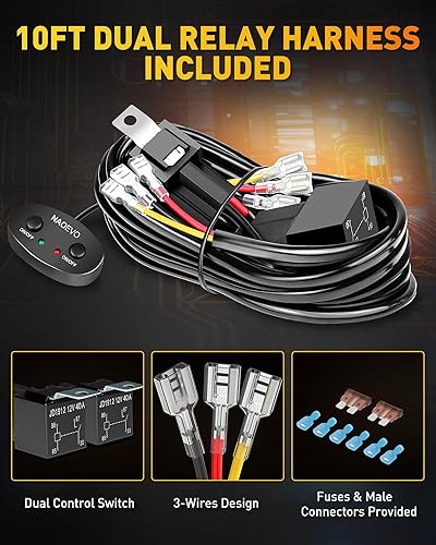 Miniatura 7 de NAOEVO Barra de luz de 7 pulgadas, 240 W, 24,000 lúmenes, luces LED de nieblaconducción todoterreno con arnés de cableado de 2 cables, luces de