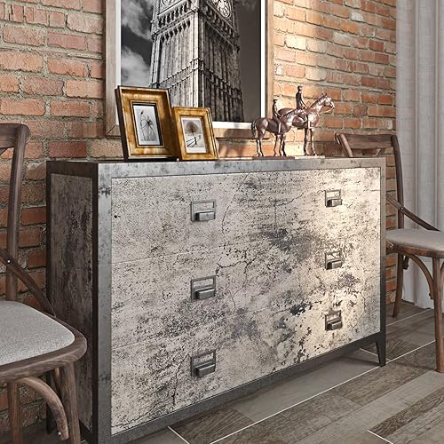 Miniatura 6 de FunStick Papel tapiz de hormigón gris manchado de 15.7 x 472 pulgadas, papel adhesivo de hormigón sintético 3D extraíble para paredes, papel de