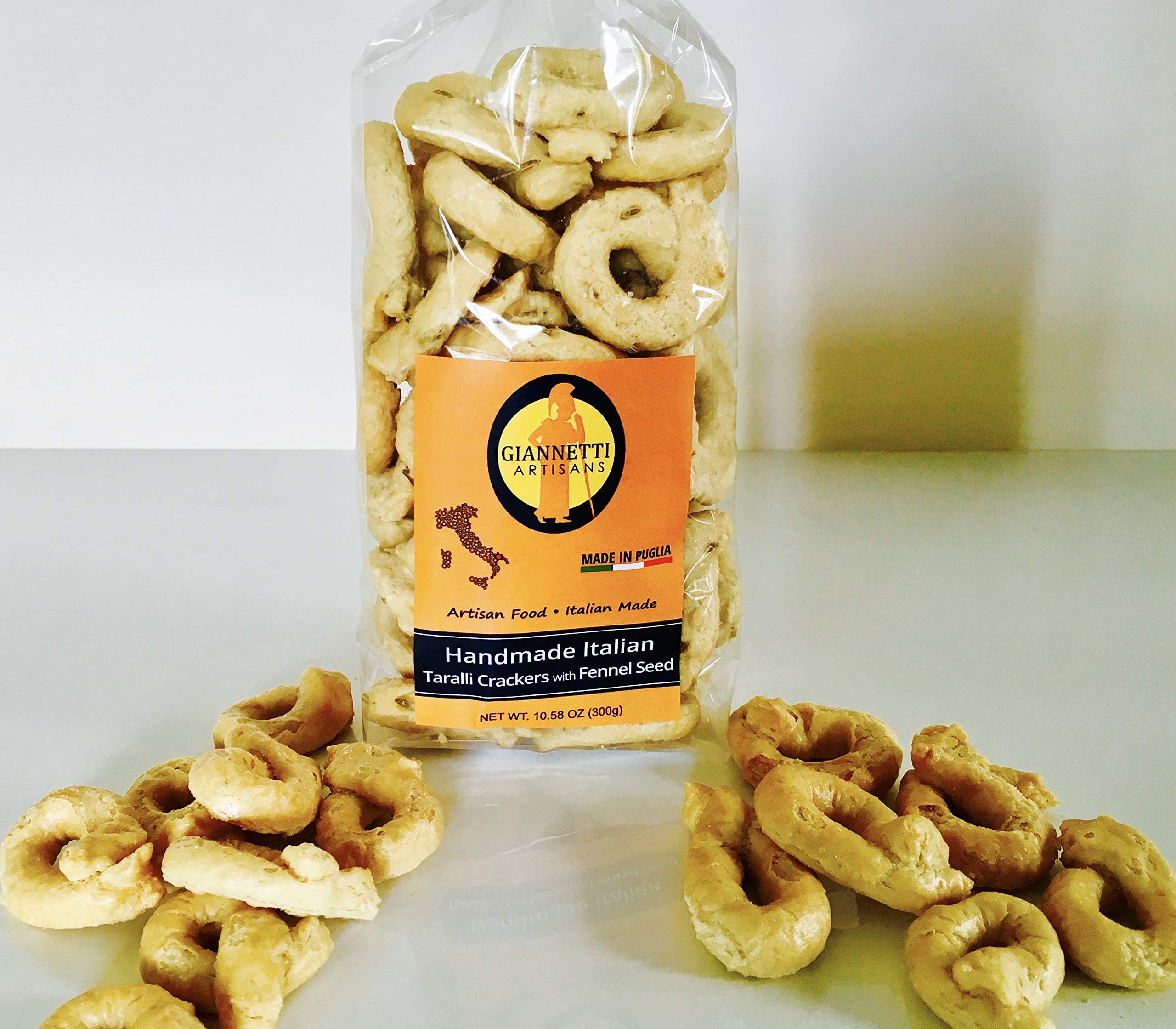Giannetti Artisans Handmade Taralli Crackers with Fennel Seeds Imported from Puglia - 1, 2 & 3 Packs (1)