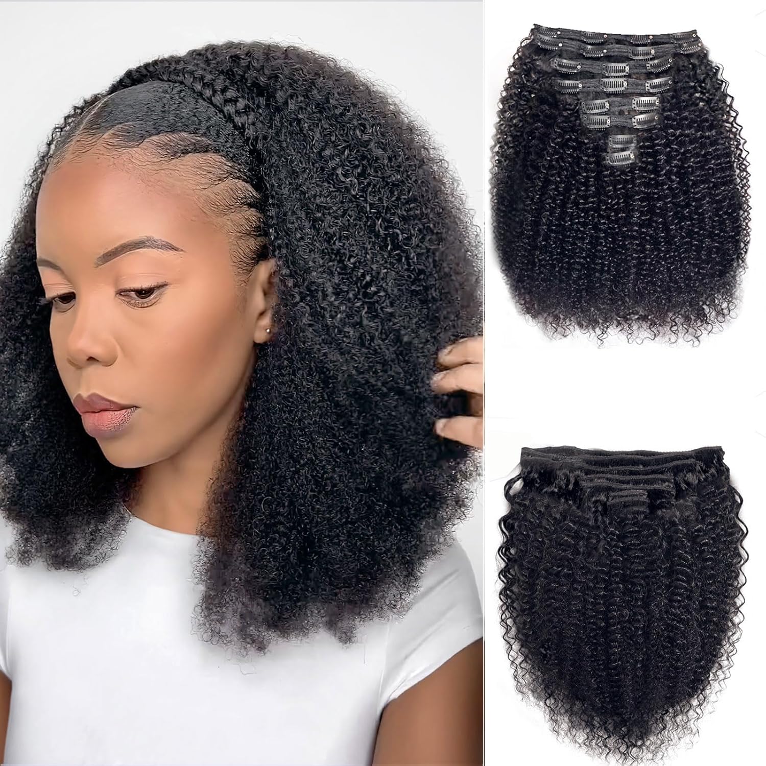 Bundle-2 items:18 inch afro kinky curly clip ins and 16 inch afro kinky curly