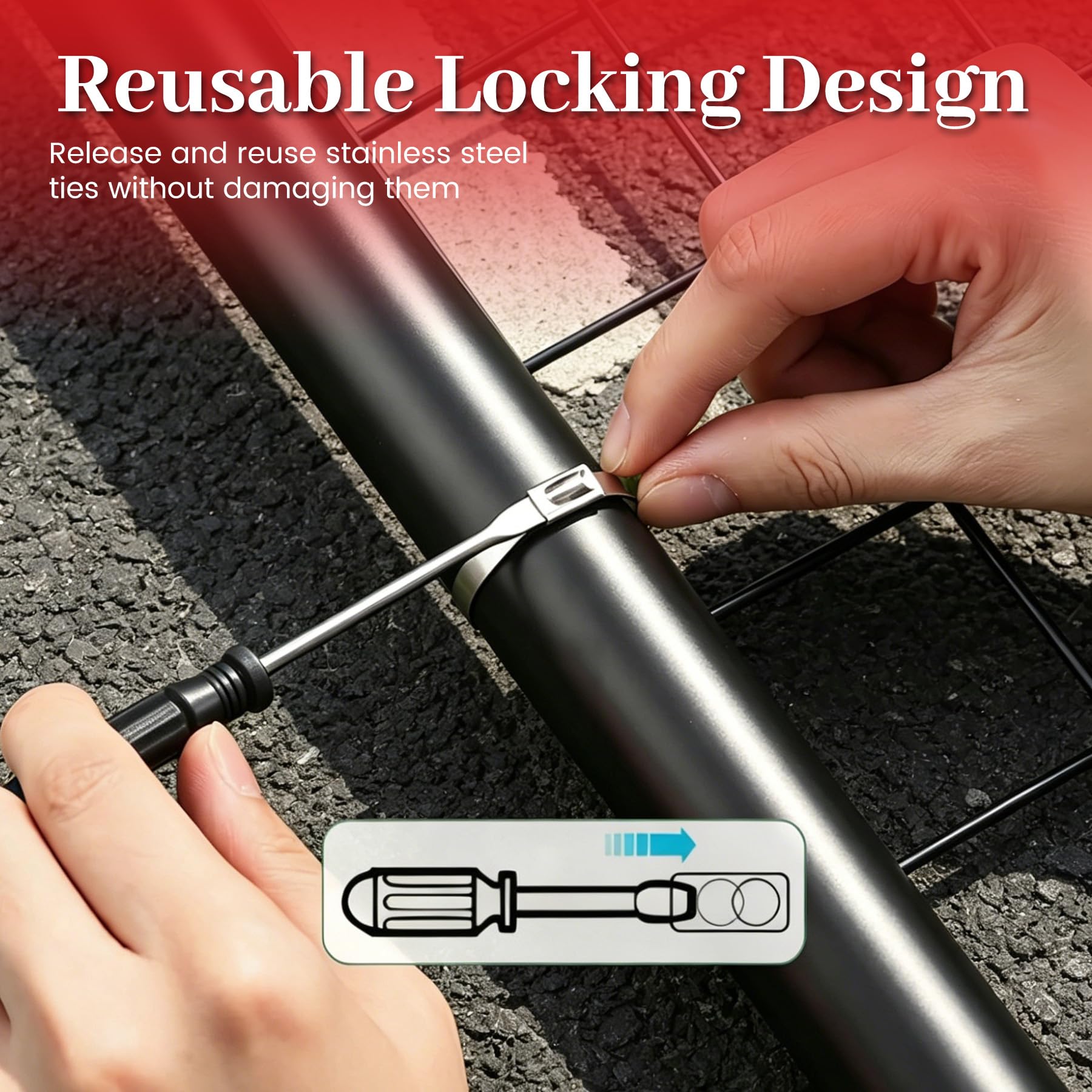 Set di fascette in metallo per fissare e tagliare cravatte speciali, con 100 fascette in acciaio inox da 30 cm, per parti di recinzione a catena, rotoli di recinzione, avvolgimento di scarico