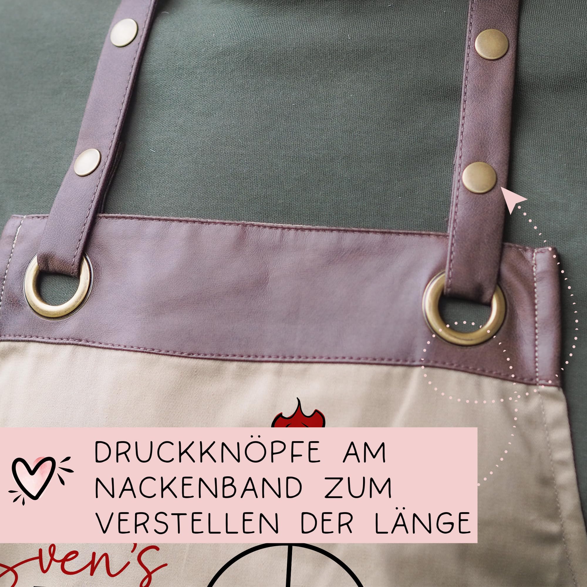 Personalisierte Grillschürze Grill-Schürze für Männer Grillmeister Schürze mit Kunstleder Applikation | Kochschürze | Grillschürze mit Wunschnamen | Weihnachten