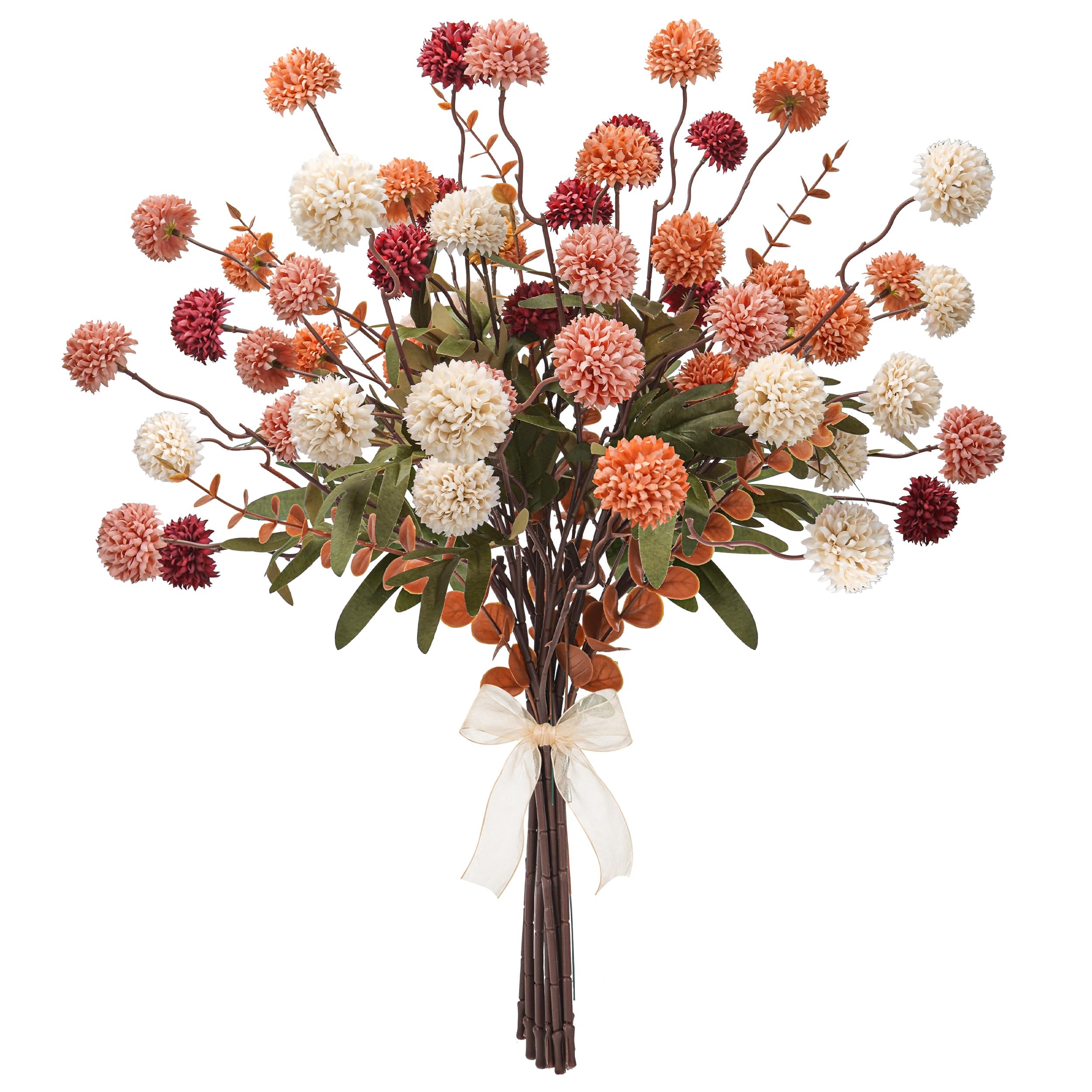 Der Rose 18 Pack Artificial Chrysanthemum Pompon Flowers for Autumn Decor