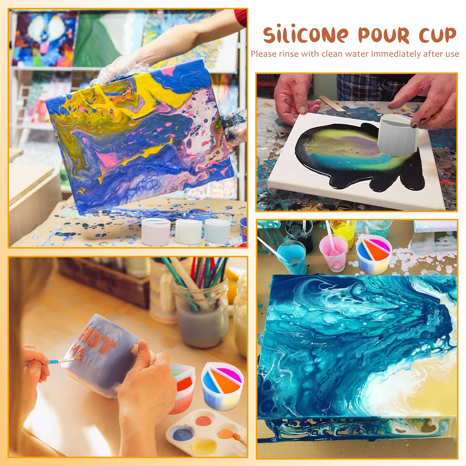 Set 4 Tazze Divise In Silicone Per Vernici E Resina | Tazze Multicanale 2/3/4/5 Scomparti | Ideale Per DIY, Artisti E Hobby Creativi - Riutilizzabili E Facili Da Pulire - Foto 7