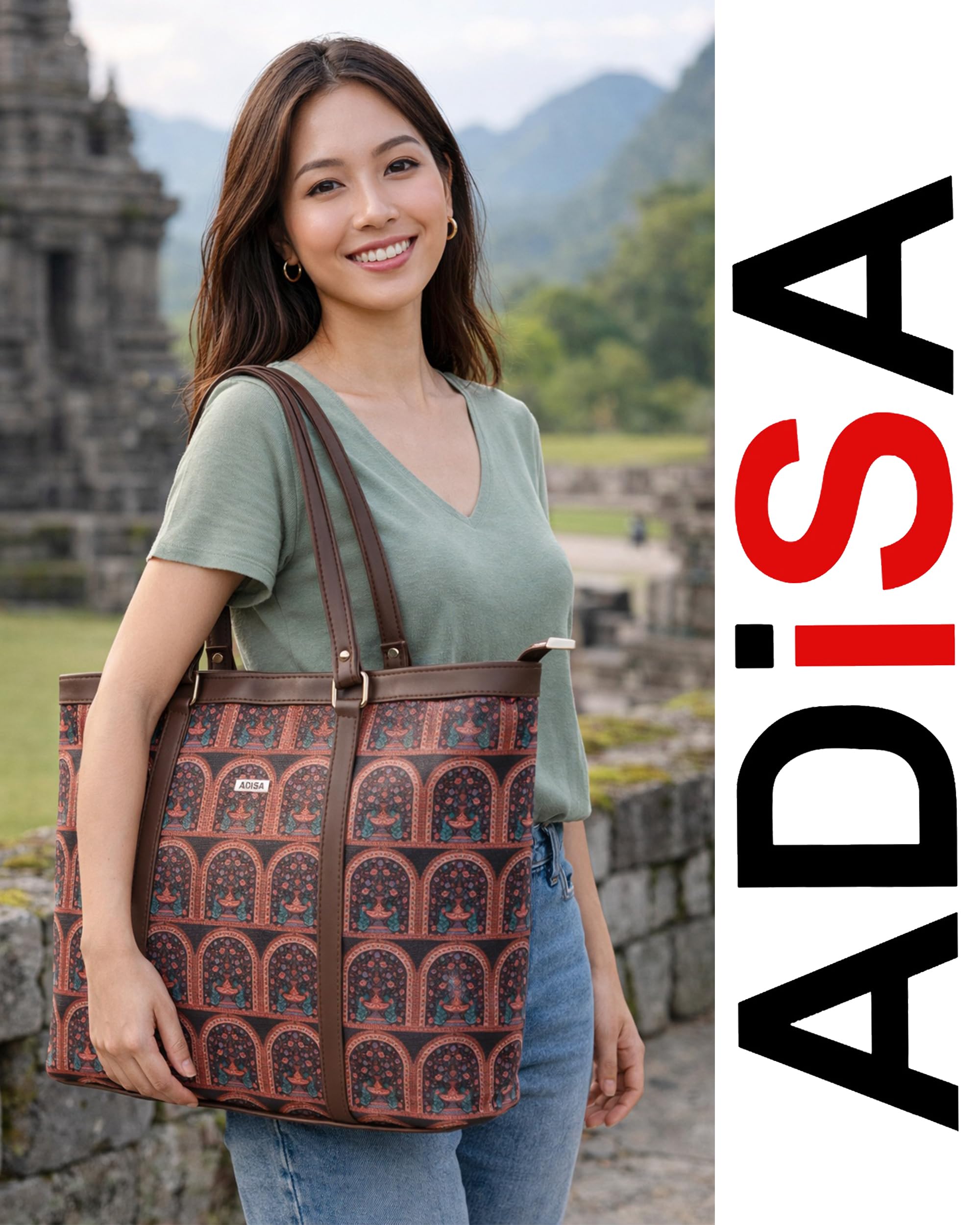 ADISA Women's Office Laptop Handbag Large Printed Shoulder Bag (ADW4087) — Amazon image 5