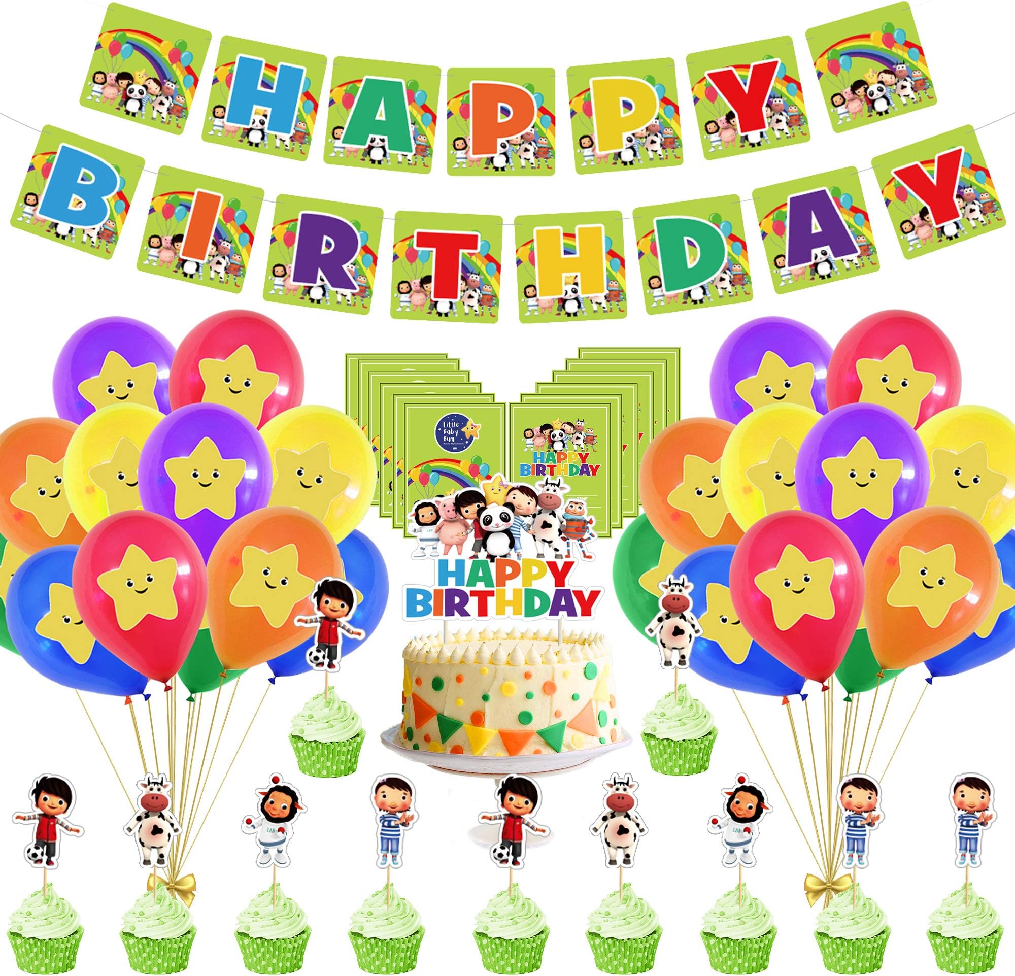 Little Baby Bum Birthday Decorations, Baby Bum Nursery Rhymes Party Supplies Included Banners Cake Toppers Invitations Card Balloons