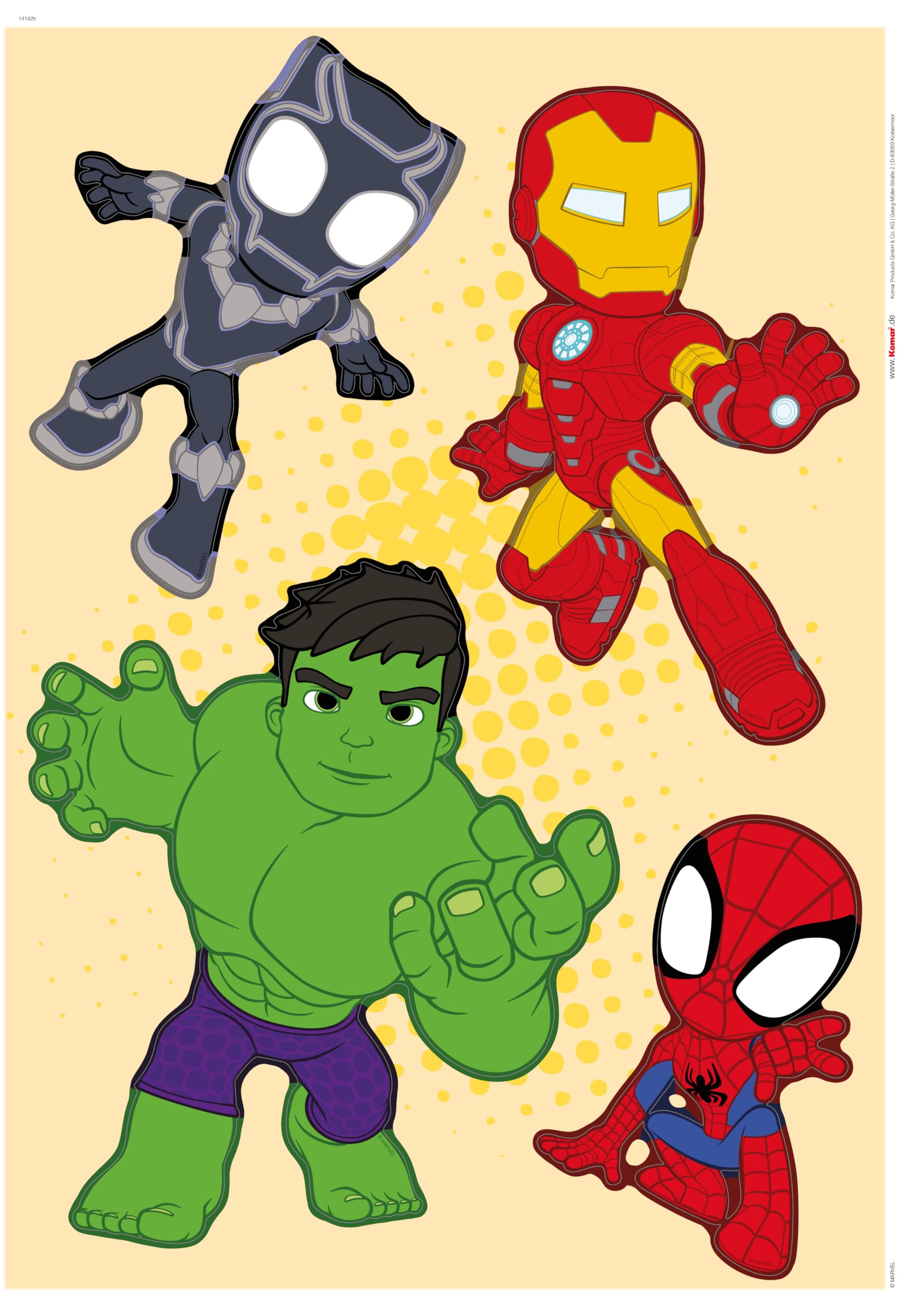 Komar Sticker mural Spidey and His Amazing Friends Power Group - Dimensions : 50 x 70 cm - Marvel - Pour chambre d'enfant, Coloré