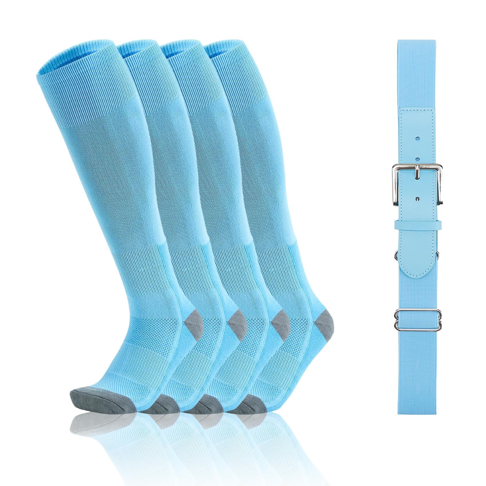 QBK Toddler Baseball Socks And Belt Youth Softball Tee Ball Combo Set
