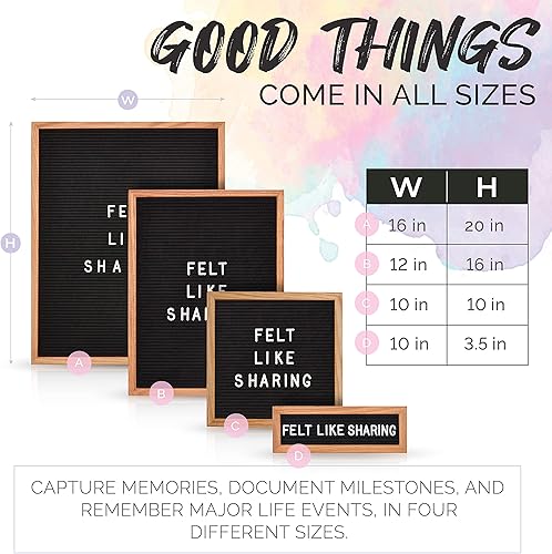 Miniatura 3 de Letrero de fieltro negro y letras blancas de 10 x 10 pulgadas Este letrero personalizable incluye 300 letras de plástico y marco de roble., Negro