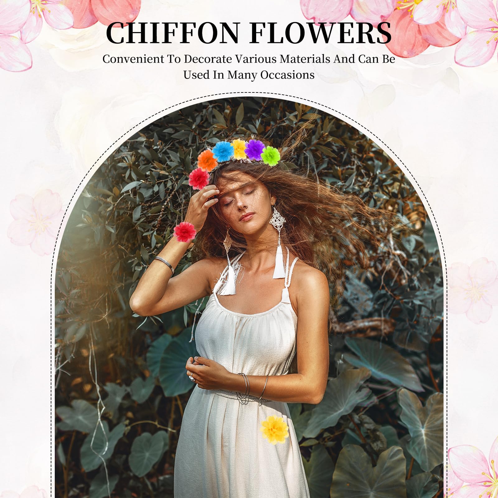 PATIKIL 2,8 inch chiffon bloemen, 10 stuks mesh stof bloemen PATIKIL 2,8 inch chiffon bloemen, 10 stuks mesh stof bloemen