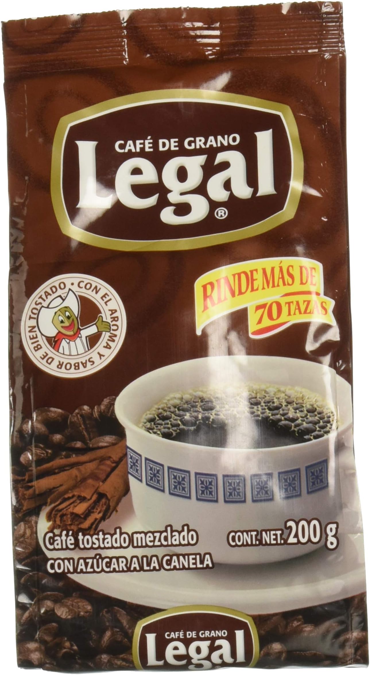 Cafe Legal Ground Coffee Blend With Caramelized Sugar And Cinnamonn- Cafe De Grano Molido Mezclado con Azucar a la Canela (7 Ounces)