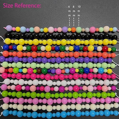 Miniatura 9 de 700 cuentas redondas acrílicas de tamaño mixto, bolas acrílicas redondas mate de 0.236 pulgadas, 0.315 pulgadas, cuentas de resina plástica para